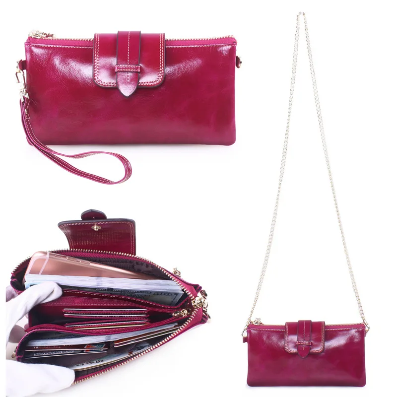 Beite Boer/женская сумка-клатч из натуральной кожи, длинные женские кожаные кошельки, однотонный винтажный дизайн, дамская сумочка, подарок - Цвет: purple