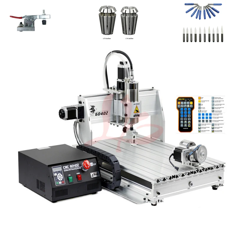 4 axis wood router 6040 PCB engraving drilling machine with USB port and 1500W spindle metal cutter with free cutter er11 collet 4 axis wood router 6040 PCB engraving drilling machine with USB port and 1500W spindle metal cutter with free cutter er11 collet