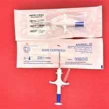 20 шт./лот 1,25*7 мм 134,2 кГц FDX-B микрочипы для домашних животных со шприцем для животных, коровы, крупного рогатого скота, свиньи, рыбы, лошади, змеи, кошек
