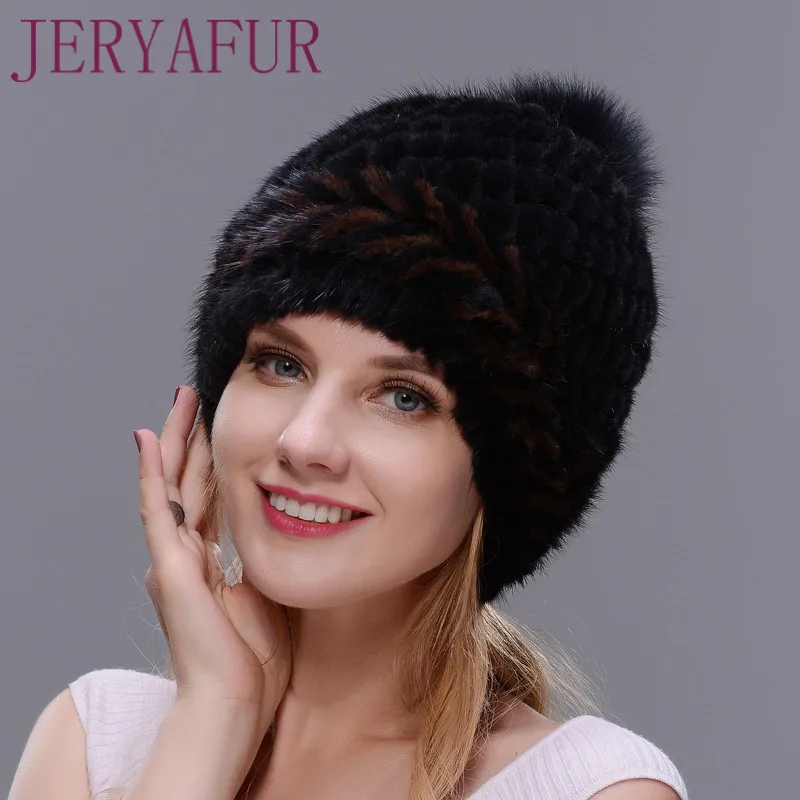 Женская шапка из меха норки JERYAFUR зимняя Лыжная Шапка Кепка с внутренней