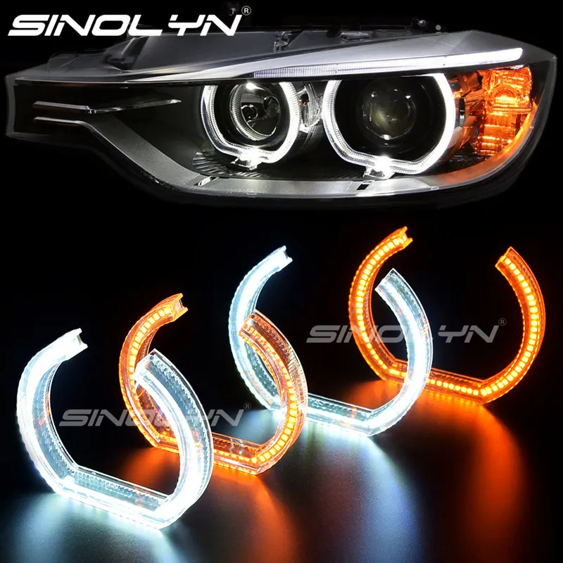 Acrylic Crystal 7000K 3D LED Angel Eyes Halo Rings For BMW 3 E90 E92 E93 M3 Coupe DTM Style White Amber Switchback Turn Signal Acrylic Crystal 7000K 3D LED Angel Eyes Halo Rings For BMW 3 E90 E92 E93 M3 Coupe DTM Style White Amber Switchback Turn Signal