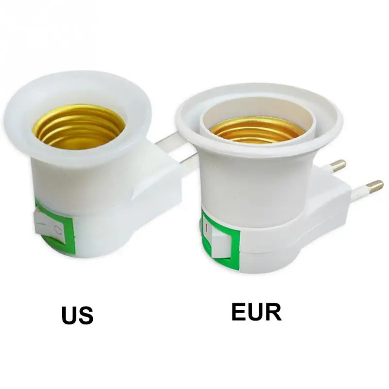 

Lamp Bulb Socket Adapter Converter AC Power 220v to E27 Bulbs Socket Adapter Halogen LED CFL Light with On OFF Switch US/EU plug