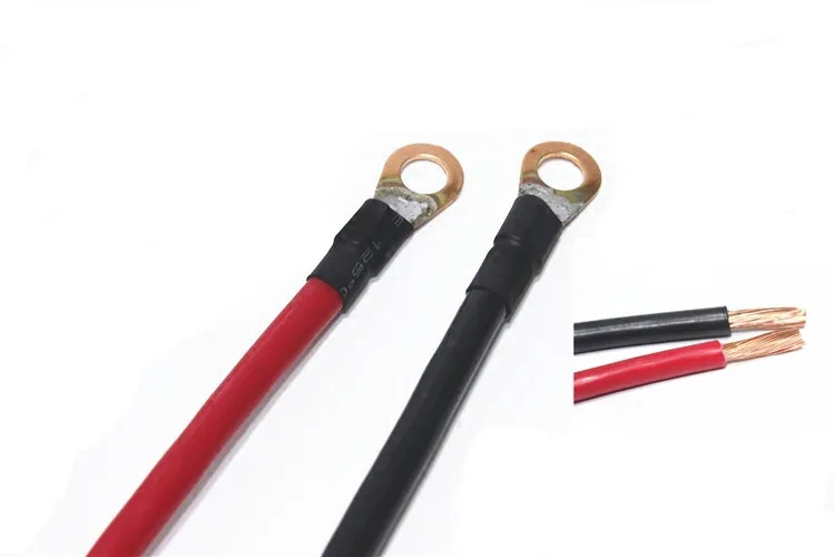 

2WG Lug Ring Negative Positive Power Parallel Series Connection Terminal Copper Wire Battery Inverter Cables for Solar RV Car