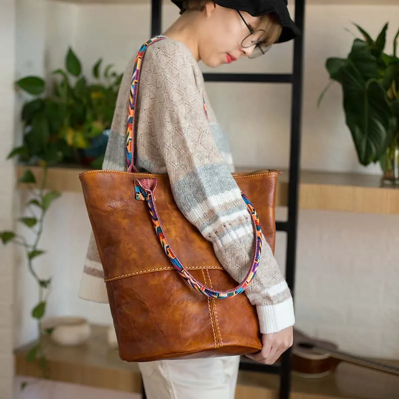 

Original retro handmade casual portable large-capacity first layer cowhide literary shoulder bag