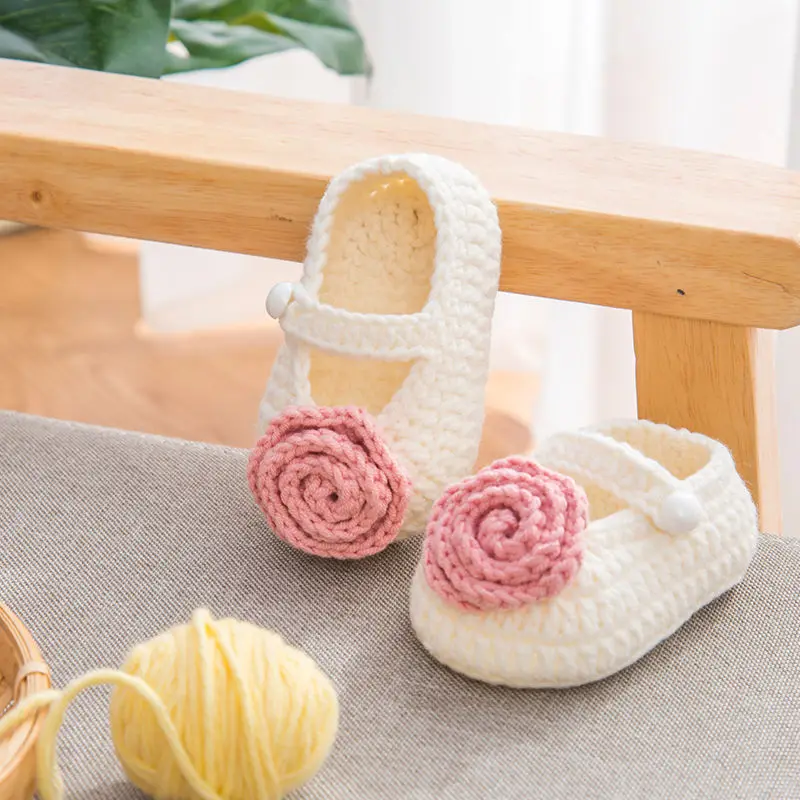 QYFLYXUEHandmade wool Crochet knitted baby shoes, wool and cotton yarn materials, newborn gift shoes