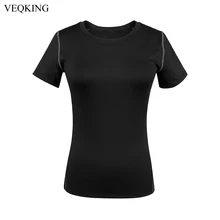 VEQKING быстросохнущая компрессионные колготки, Для женщин фитнес-тренировки рубашка, короткий рукав брюки для занятий спортом, футболки для йоги, под заказ