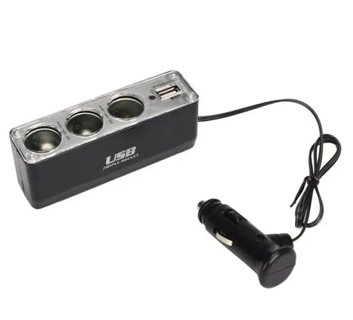 USB зарядное устройство+ тройной разъем автомобильного прикуривателя Универсальный 3 Разветвитель USB порт Автомобильный адаптер