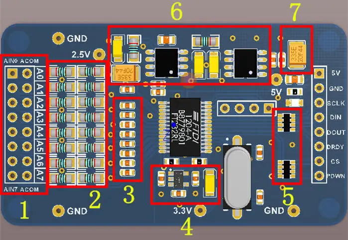 ADS1256 24 ADC8 дорожный AD-precision ADC модуль сбора данных