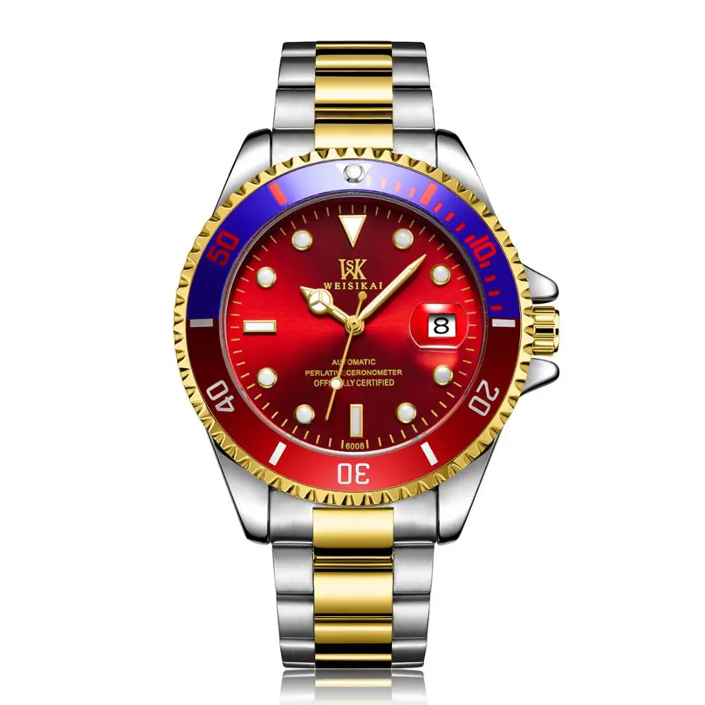 Montre homme роскошные часы из нержавеющей стали мужские Золотые спортивные автоматические механические наручные часы 200 м водонепроницаемые для плавания