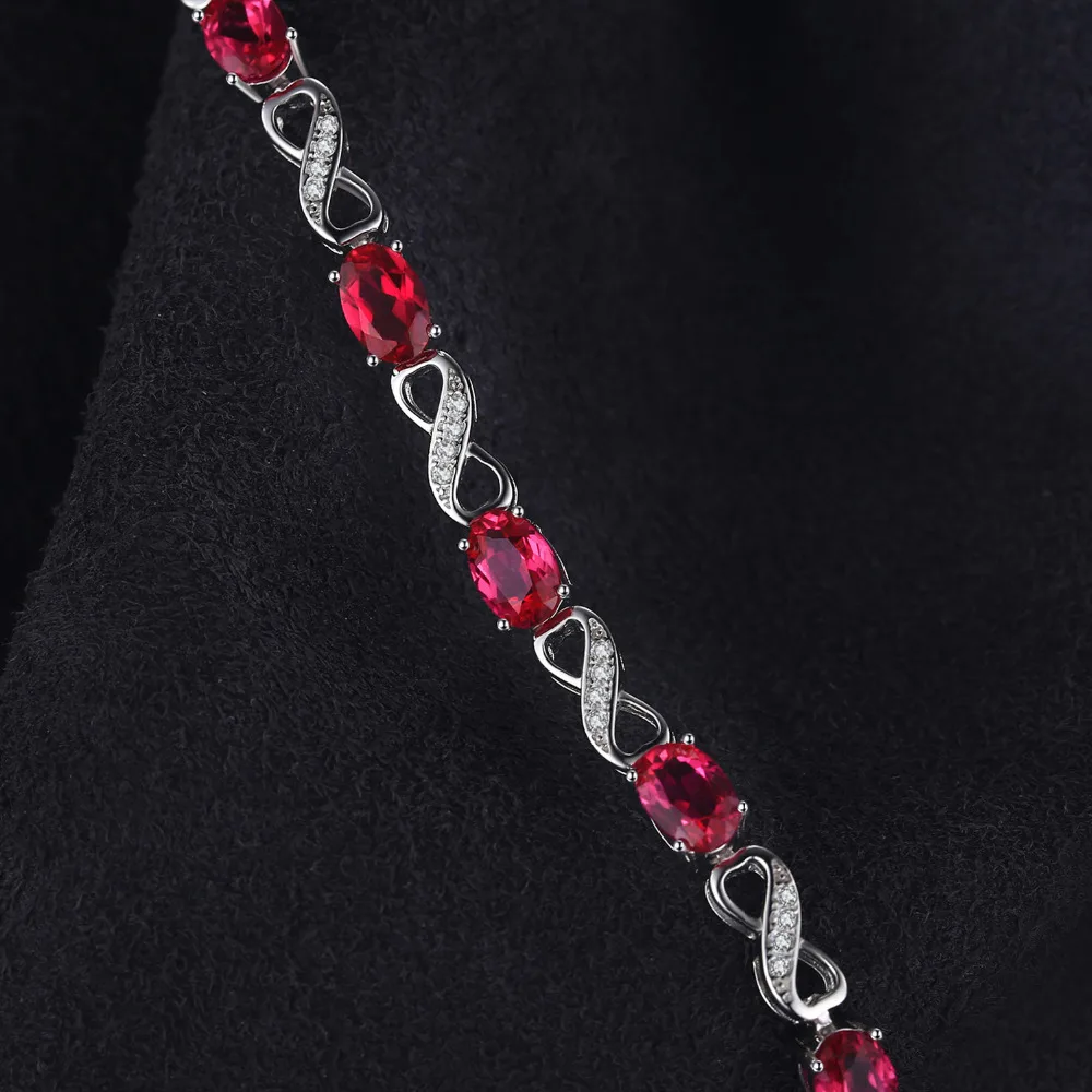 JewelryPalace Love Infinity 6.8ct Oval Created Ruby Tennis Bracelet 925 Sterling Silver Fashion Wedding Jewelry For Women Gift