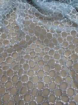

Sparkle glitter African tulle mesh lace fabric best quality nigerian embroidery net lace fabric
