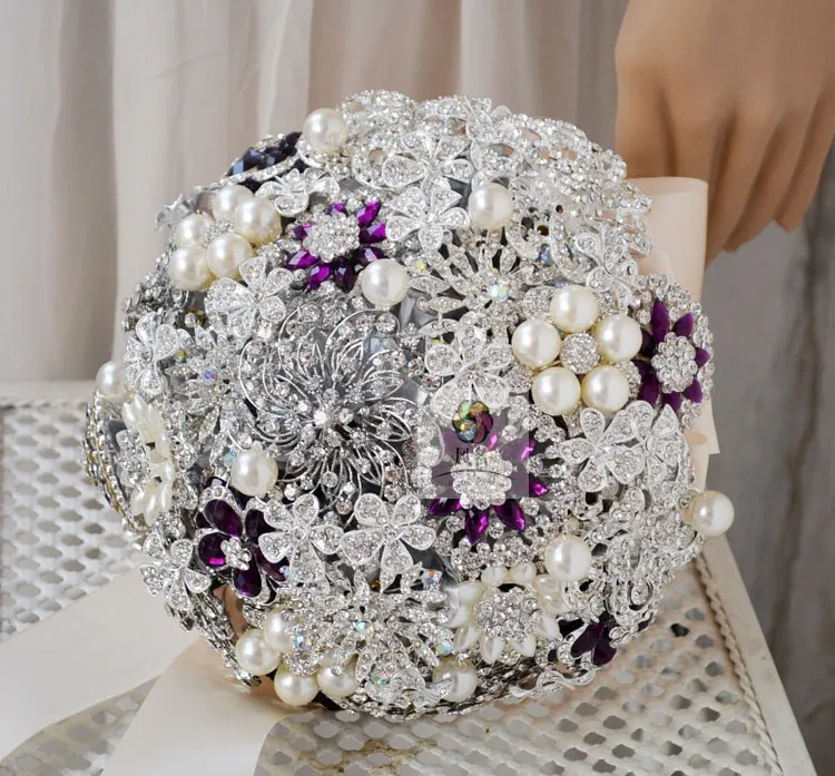 

3 Size Brand New Luxury Hand Made Top Quality Crystal Brooch Jewelry Bridal Wedding Bouquet home Decoration Wedding bride Flower