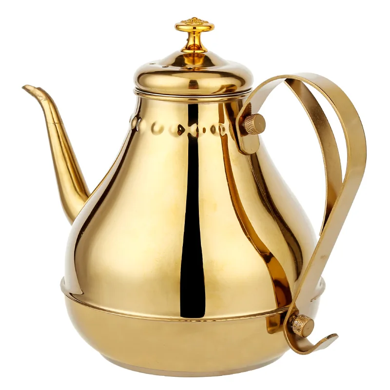 1.8L/1.2L чайник из нержавеющей стали золотой серебряный чайник с фильтром сетевой кухонный вареный черный и зеленый чай пуэр напиток водонагреватель - Цвет: 1.2L  gold