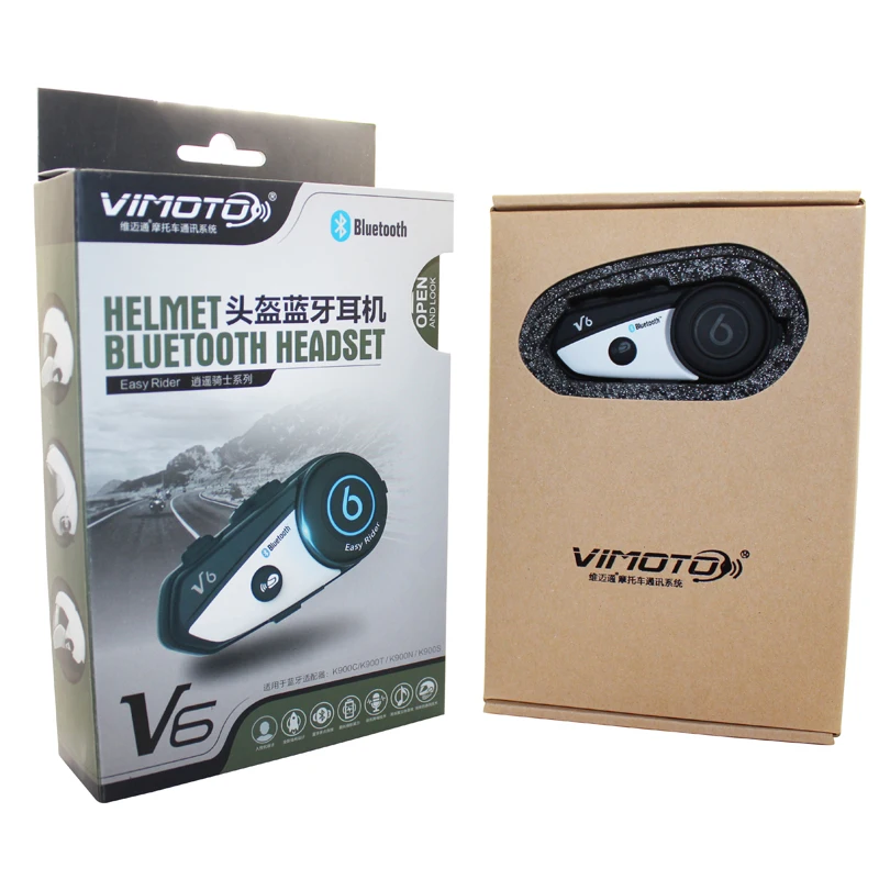 English Version  Vimoto V6 Motorcycle Helmet Headset Bluetooth Stereo Headphone Multipoint Connection BT Interphone