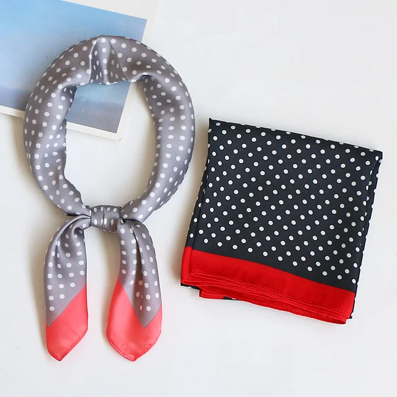 

70cm Square Women Silk Scarf Dot Cute Small Bandana Colorful Female Headband Sweater Neckwear Soft Foulard NEW [3936]
