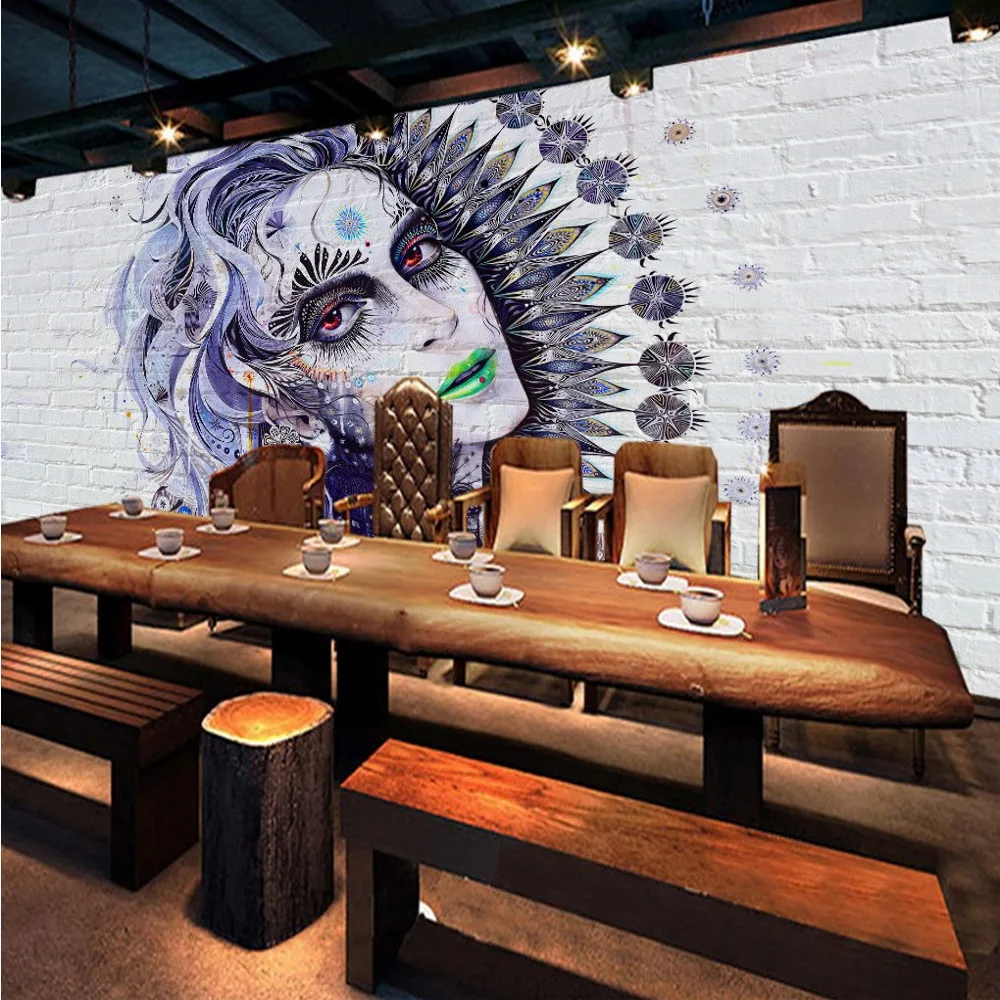 

Free Shipping Custom Wallpaper Colorful Brick Wall Mural Painted By White Brick Wall Mural Study Room Wallpaper Bedroom Girls