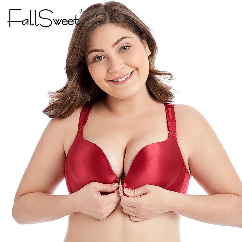 FallSweet Front Closure Bras No Wire Beauty Back Brassiere for Women Beauty Back Plus Size Bra