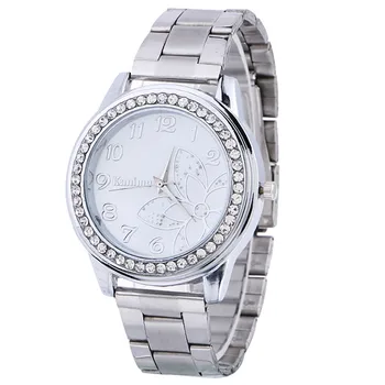 

1PCS Stainless Steel Men's and Women's Watches 2019 Simple Digital Scale Flower Stamp Diamond-set Dial Fashion Quartz Watch A60