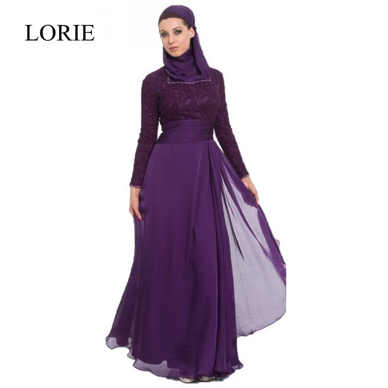 2017 Fancy Style Muslim Evening Dress With font b Hijab b font Robe Caftan Dubai Purple