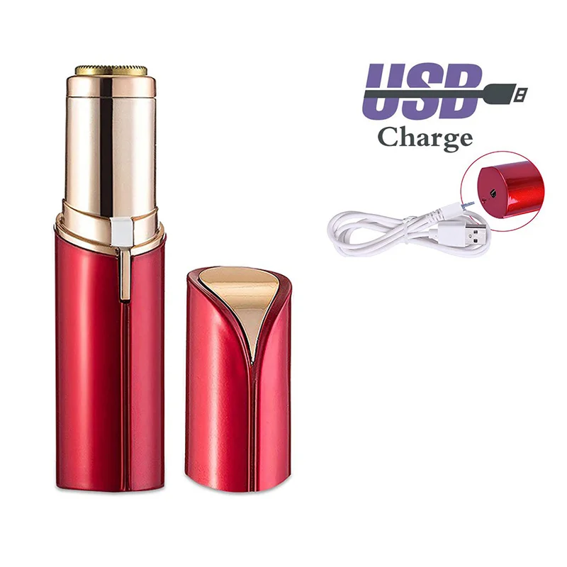 

USB Rechargeable Women Mini Hair Removal Painless Electric Epilator Female Upper Lip Cheeks Lipstick Shaver Face Hair Remover