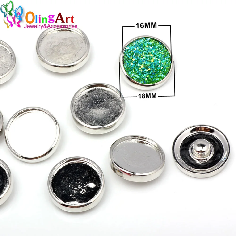 

OlingArt 2pcs/lot 18mm Round Snap Button buckle For 16MM interface DIY Bracelet/necklace/Pendant Charms jewelry making