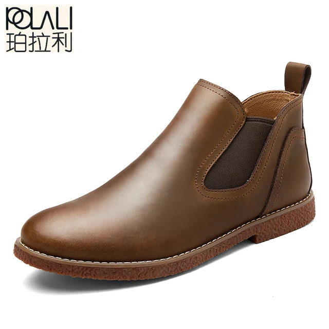 Polali Brand Men Chelsea Boots 2017 Genuine Leather Polali Brand Men Chelsea Boots 2017 Genuine Leather Clic Business Office Formal Ankle