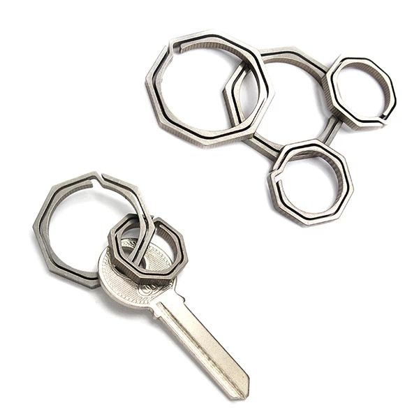 Octagon Titanium TC4 Ti Pocket Hook Keychain Keyring ring Key