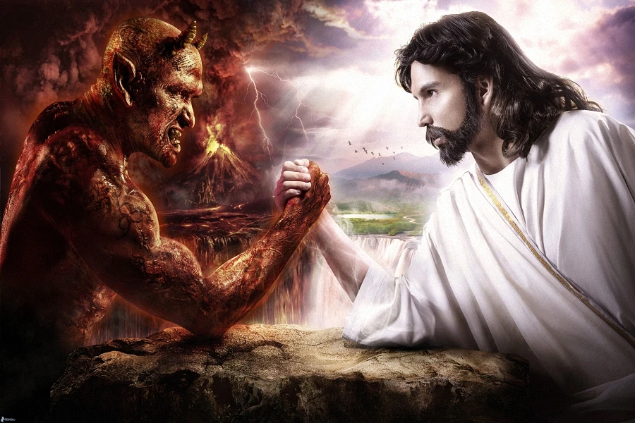 Jesus Christ VS Satan Wrist abstract Fantasy Canvas print painting pictures HD Print home wall decoration fabric poster | Дом и сад