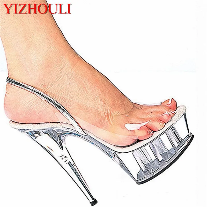 

Promotion 15cm high-heeled shoes fashion crystal shoes the women's shoes Clear 6 Inch Stiletto Heel Sandals Exotic Dancer shoes
