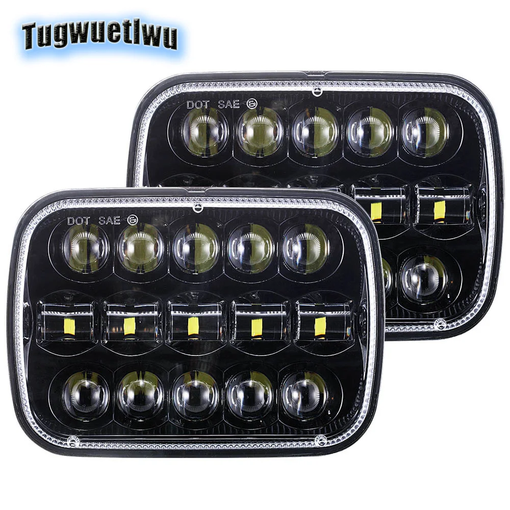 7x6 5x7inch LED Headlights car light rectangle led headlight for Jeep Wrangler Chevrolet GMC Savana Ford Super Duty | Автомобили и