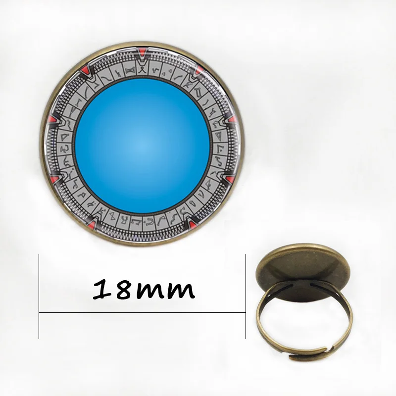 1 шт/партия винтажная голубая Вселенная Звездные ворота подвеска, ожерелье из кабошона Длинная черная цепочка массивное ожерелье для женщин и мужчин - Окраска металла: bronze Rings18mm