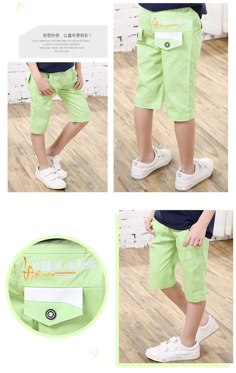 3-10 y summer clothes kids boys pants knee length pants for the boy casual children trousers solid color boys clothes (16)
