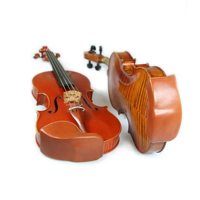 

STRADPET Violin Neckguard set, Guarneri Style Chinrest with Titanium Chinrest Clamps for 4/4 violin, Genuine Leather Neckguard