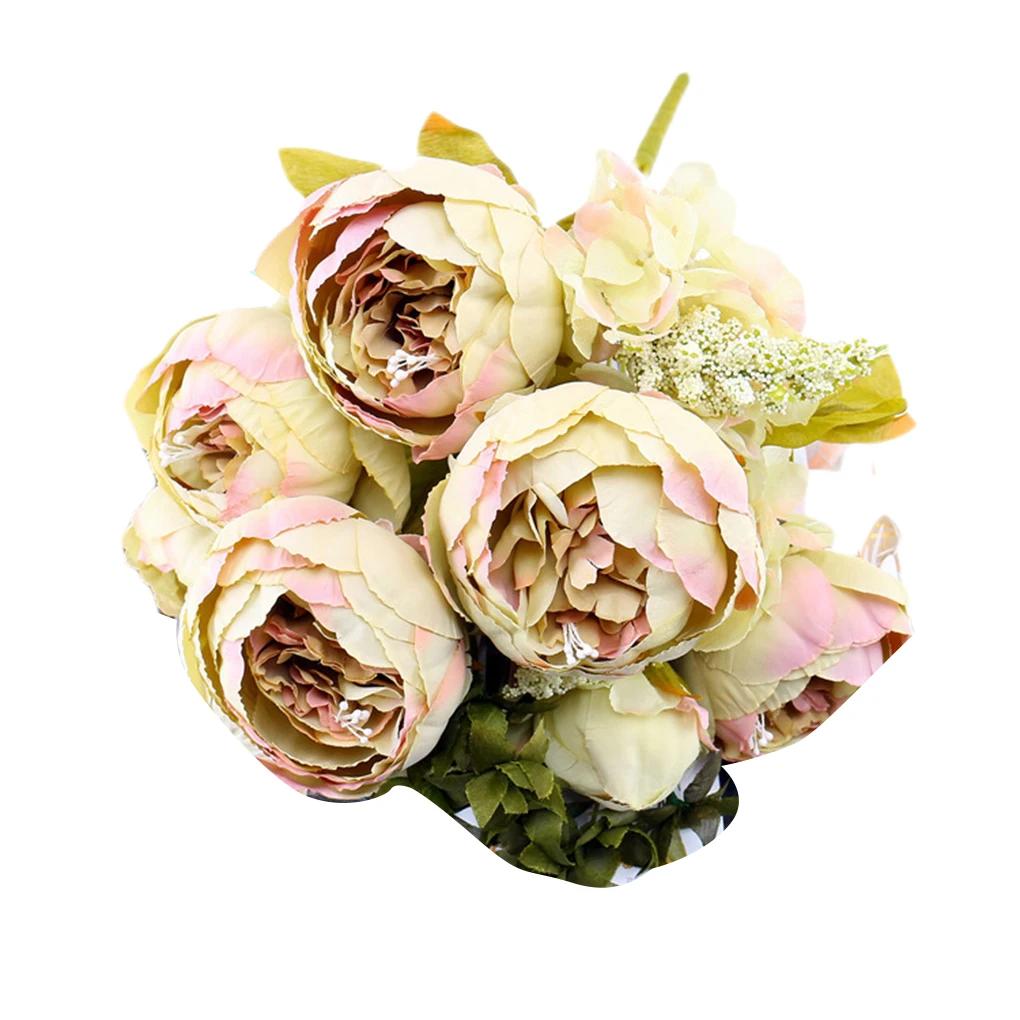 13 головок искусственный цветок пиона Свадебный букет моделирование пионы яркие искусственные цветы - Цвет: 2
