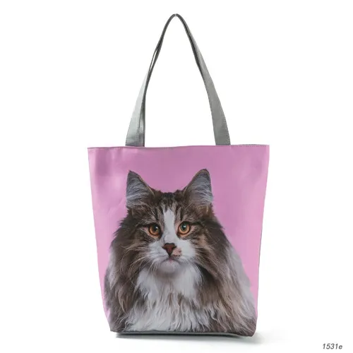 Miyahouse, Новая модная женская сумка для покупок, крутые пляжные сумки с принтом кошек, женские холщовые сумки, сумки на плечо с мультипликационным принтом - Цвет: 1531e