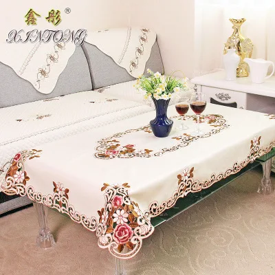 

Lace Tablecloth Pastoral Embroidery Plastic Tablecloth Table Cloth Rectangular Multi-purpose Dustproof Lace Tablecloth Square