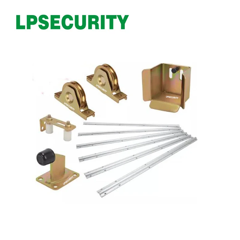

LPSECURITY complete set of sliding gate accessories include stopper+Terminal set+2 sliding gate wheel+nylon roller+6 tracks