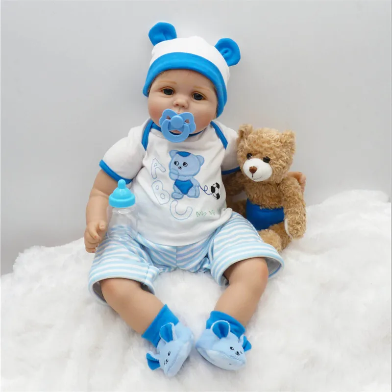 

22inch Baby Reborn Silicone Boy Newborn Baby Dolls with Pacifier Lifelike Baby Reborn Menino for Christmas Child Gift Juguetes