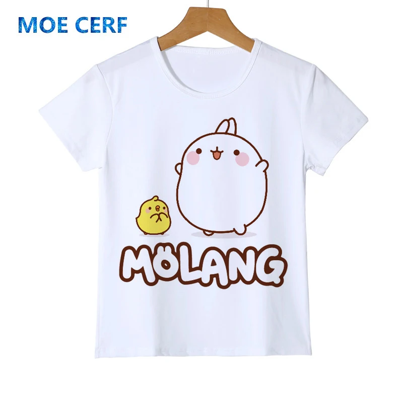 Милые животные Kawaii Molang Rabbit/летняя футболка для маленьких девочек милые детские футболки с короткими рукавами, крутая дизайнерская футболка подарок на праздник, Z53-7 - Цвет: 8