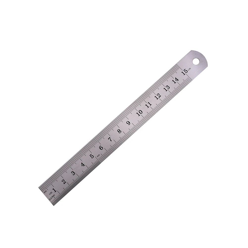 1 PC 15cm Metal Straight Ruler Precision Double Sided Learning Office Stationery Drafting Supplies
