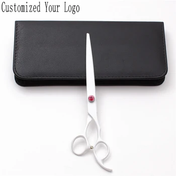 

8" JP 440C White Customized Logo Cutting Shears Cats Normal Scissors Pets Scissors Grooming-for-dog Animal Shears Add Bag C9102