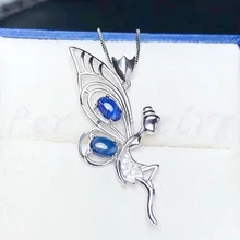 Натуральное Сапфировое Ожерелье Подвеска 925 серебро 0.6ct* 2 шт драгоценный камень Фея Стиль ювелирные украшения# BL1892801
