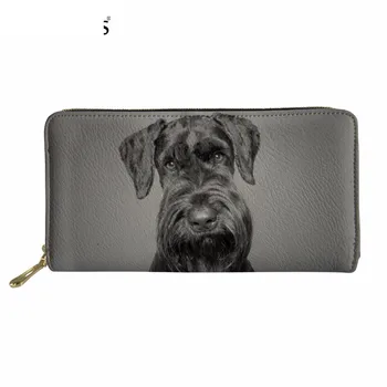 

Funny Dog Schnauzer Print Long PU Leather Wallet for Women Men Brand Design Credit Card Holder Fashion Zipper Purse Murse Sumka