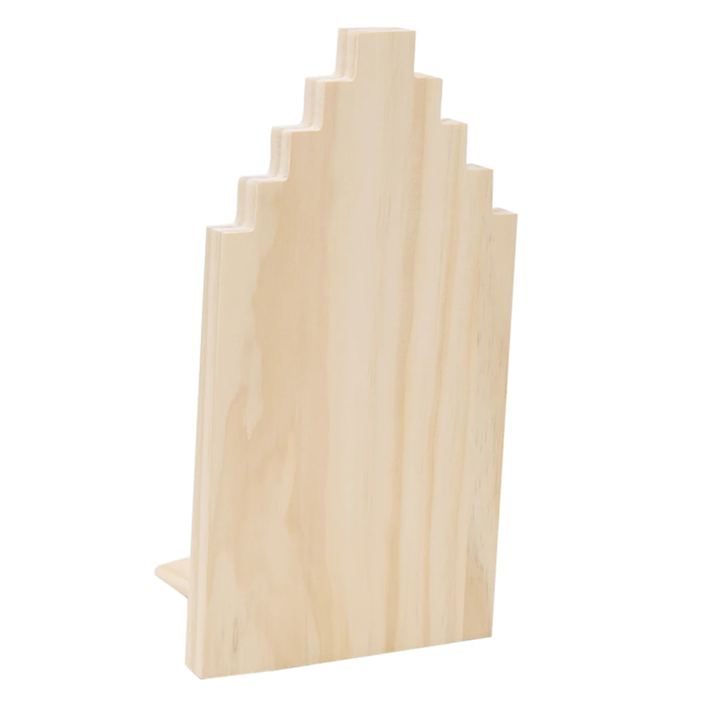 Wooden Holder for Jewelry Display, Pendant Necklace Hanging Rack Jewelry Organizer Stand, 4 Layers