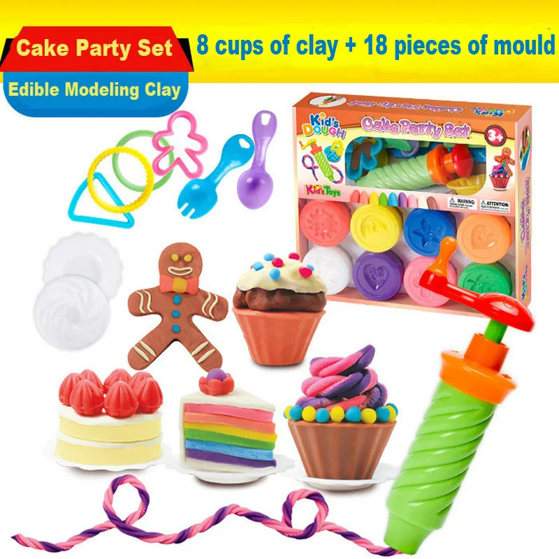 Modeling Clay Cake Party Set Plasticine and Tool Kit Fluffy Slime Diy Brinquedos Learning Education Fun Toys for Children Gift Modeling Clay Cake Party Set Plasticine and Tool Kit Fluffy Slime Diy Brinquedos Learning Education Fun Toys for Children Gift