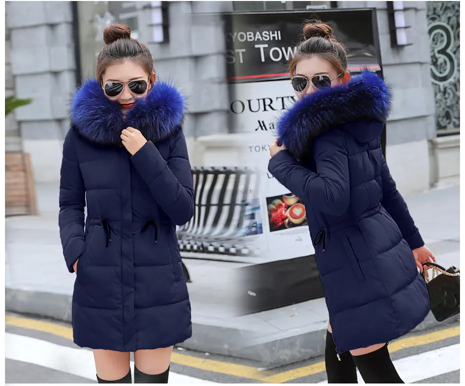 Зимняя женская куртка, темперамент, Модный Плащ, парка, женский пуховик, зимнее пальто, теплая куртка, Женское пальто, chaqueta mujer - Цвет: blue