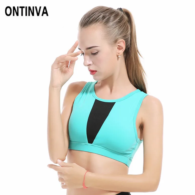 Women Short Patchwork Tank Top Built in Pad Bra Removable for Girls