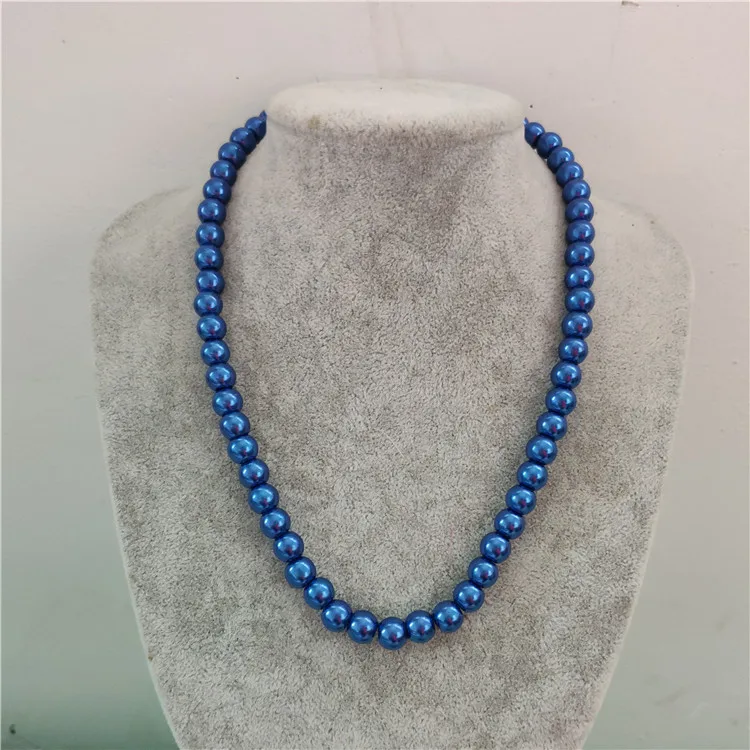 Жемчужное ожерелье для женщин колье из искусственного стекла жемчужное ожерелье женские ювелирные изделия женские свадебные украшения - Окраска металла: blue