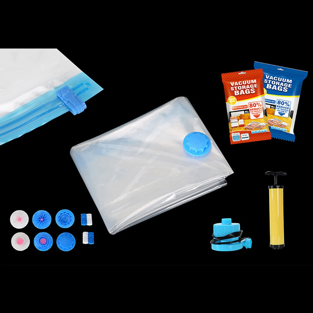 Compression Vacuum Bag Storage Organizer Transparent Border Foldable Extra Large Seal Compressed Saving Space Bags organizador (6)