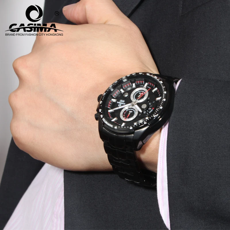 Роскошные Брендовые Часы мужские кварцевые часы спортивные модные светящиеся Секундомер-хронограф водонепроницаемые 100 м наручные часы CASIMA#8101